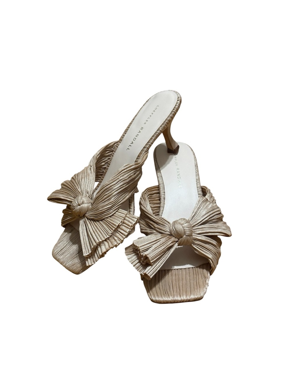 Loeffler Randall Emilia Gold Pleated Bow Sandals